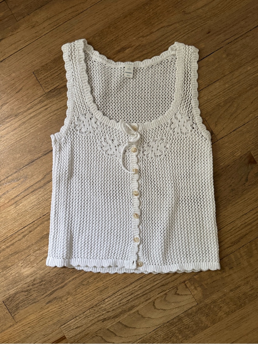 Old Navy White Crochet Button-Front Tank Camisole